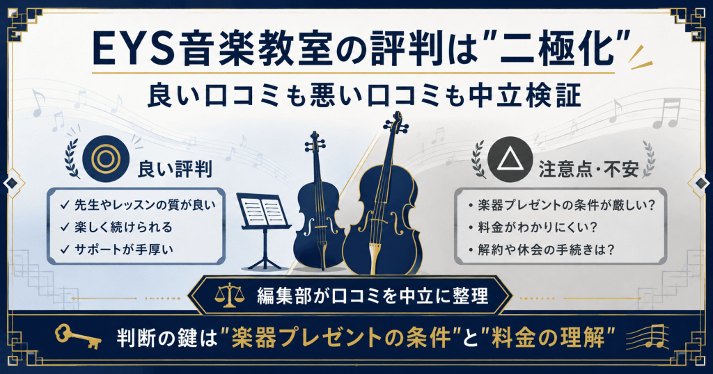 EYS音楽教室の良い評判と悪い評判を中立に整理した図解